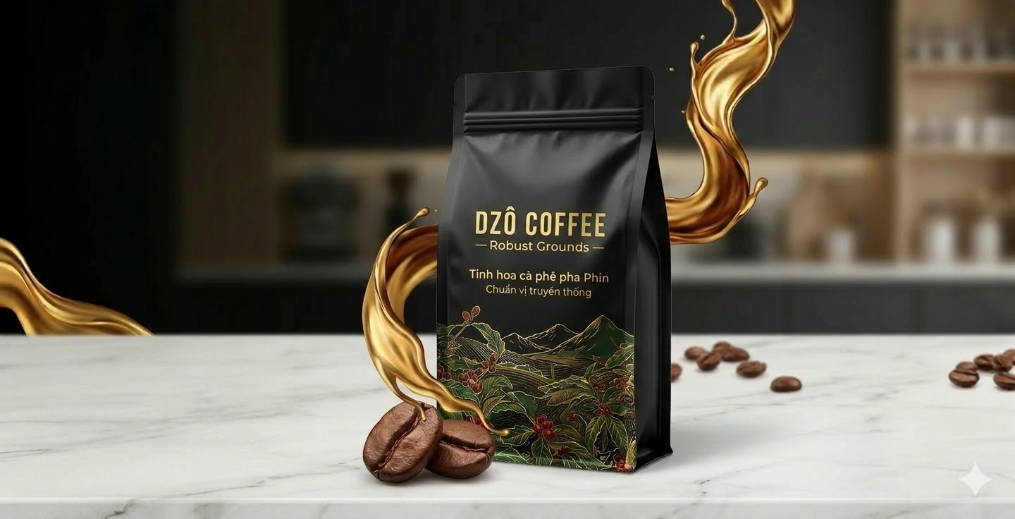 DZÔ Coffee 100% Robusta Grounds – 250g | Extra Strong Dark Roast for Traditional Cà Phê Sữa Đá